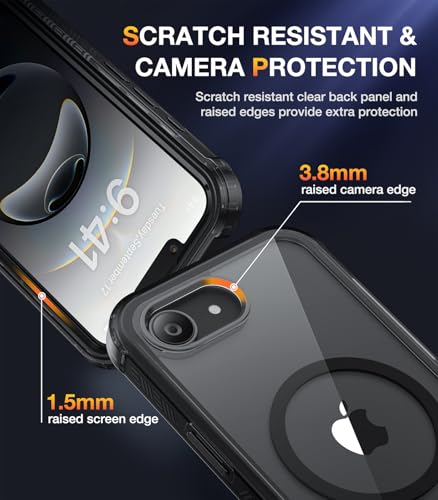 Coque iPhone 16e MagSafe antichoc protégeant l'appareil photo noir - 5