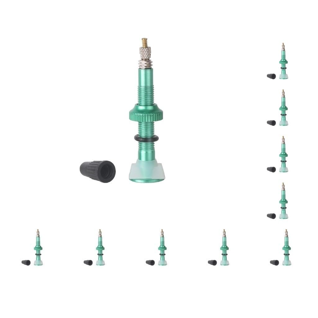 Set di 10 valvole per pneumatici fai da te accessori per ciclismo artigianato nucleo ruota ugello in metallo mini dimensioni pratica installazione tubeless stelo verde