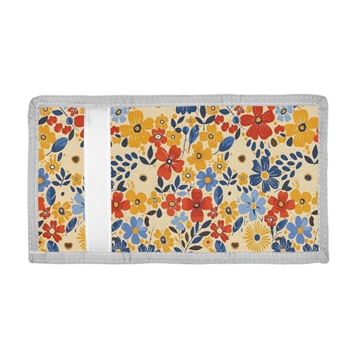 ALAZA Kids Wallets for Boys Girls Toddler Trifold Wallet Children Small Orange Red Flowers with Zipper Coin Pocket2