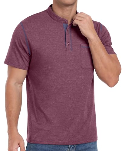 Image of Sailwind Mens Henley Shirts Short Sleeve Summer Casual Classic Cotton T Shirts Pocket Button Shirt