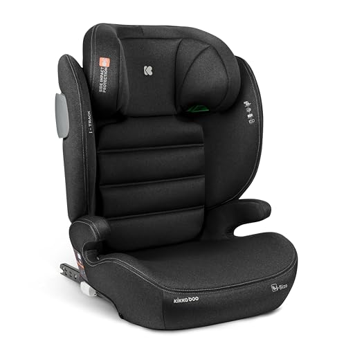 KikkaBoo Seggiolino Auto 15-36 kg ISOFIX i-TRACK, Gruppo 2-3 da 3.5 a 12 Anni, i-Size, Protezione Laterale SPS, Poggiatesta Regolabile 12 Posizioni, Nero