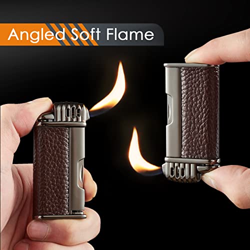 Urgrette 3 in 1 Pipe Lighter Butane Angled Soft Flame Refillable with 3 Pipe Cleaner Tools Multifunctional Gas Lighter for Camping Grill Fireplace Candle (Gas Not Included) - Image 2
