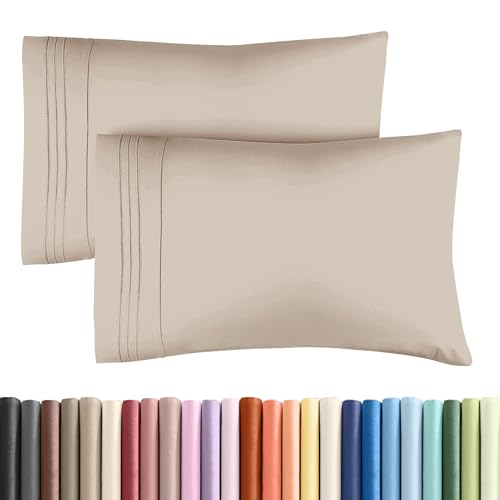 Queen Pillow Cases Set of 2 - Ultra Soft Hotel Quality Pillowcase Covers - Comfy Cozy & Wrinkle Free - Shrinkage Stain and Fade Resistant - Machine Washable Pillow Protectors - 2 Piece Set - Wheat