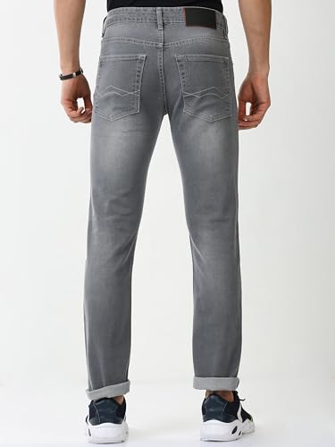 Image of Classic Polo Mens Cotton Slim Fit Solid Grey Color Denim