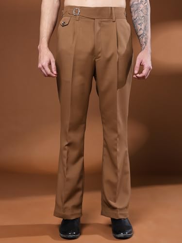 Image of Gurkha Pants for Men | Trouser for Men | Formal Pant | Single Buckle | Bell Bottom Trouser High Waist Pleated Casual Trousers | Flared Bottom Leg Pants for Office Smart Casual Travel Party