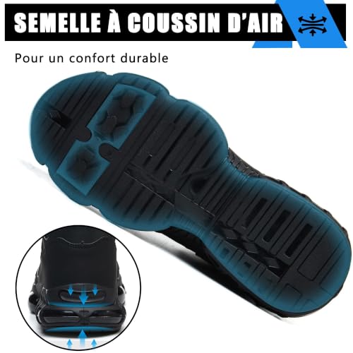 PAQOZKC Chaussures de Sécurité Montante Basket de Securite C21/Noir 43 – vue 6