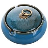 iplusmile Keramik Aschenbecher mit Deckel Winddicht Großer Aschenbecher für Drinnen Stabiles Design Rutschfester Boden für Büro und Zuhause als Dekoratives Rauchzubehör