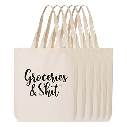 Groceries & Shit Canvas Multipurpose Tote Bag (6 Count)