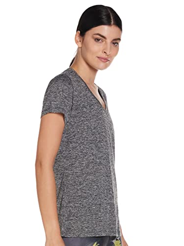 Under Armour Women's Tech V-Neck Twist Short-Sleeve T-Shirt , Black (001)/Metallic Silver, X-Large