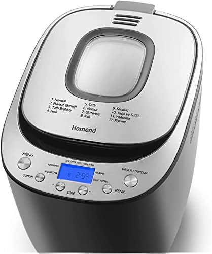 Homend Breadfast 1503H Ekmek Yapma Makinesi, 550W, 700 gr ve 900 gr Ekmek, Zamanlayıcılı, Inox