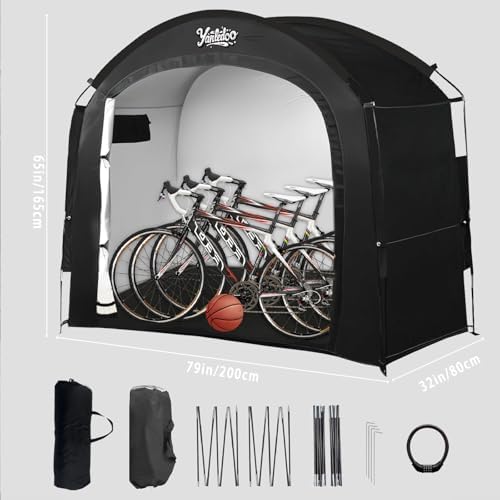 Yanledoo Bike Storage Tent for 2-5 Bikes, Outdoor Waterproof Shelter(Black) - 2