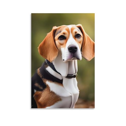 Impression sur toile moderne motif beagle pour une ambiance de chambre douce