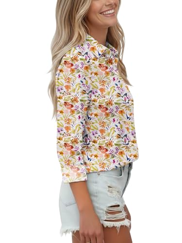 Image of Soft Wrinkle-Free Button Down Stretch Shirts for Women, Breathable Moisture-Wicking Casual Work Dress Tops