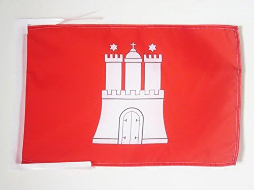 AZ FLAG, Hamburg Flag, 18'' x 12'', 100% Polyester Germany, German region of Hamburg Small Banner with Two Cords