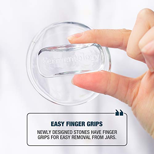 Sauer Stones - Glass Fermentation Weights for Mason Jar Fermentation, Preservation and Pickling - Fits ANY SMALL/REGULAR MOUTH MASON JAR - 4 Pack