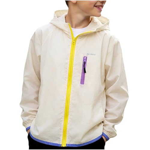 Boys Athletic Sun Protection Jacket Kids Teen Boys Fashion Zip up Sun Hoodies Lightweight Travel Beach Running Coat