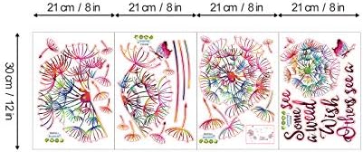 decalmile Colorful Dandelion Wall Decals Quotes Inspirational Letters Butterfly Wall Stickers Living Room Bedroom Sofa TV Background Wall Art Decor