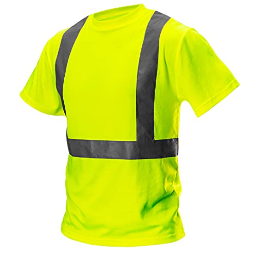 Neo Tools Herren Warnschutz-T-Shirt, kurzarm, mit Rundhalsausschnitt, Neon-Farbe, reflektierenden Streifen, atmungsaktiv, 100% Polyester 150 g/m6, Größe: XXL, gelb