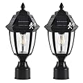 TEBLAMPUE Solar Post Lights 2 Pack, Motion Sensor Post Lantern Without Pier Mount Base, Waterproof Solar Powered Pole Light Fixture for Patio Yard Garden