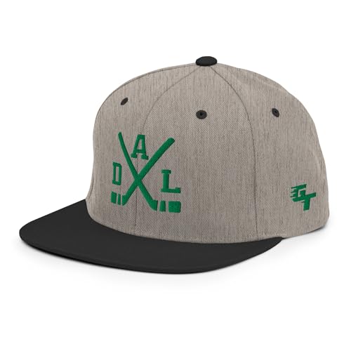 Dallas Hockey Sticks Retro DAL Snapback Cap Baseball Hat Heather/Black