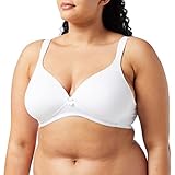 Naturana® BH Damen ohne Bügel [Cup A-D] I 100% Dank gepolsterten Trägern I BH ohne Bügel mit nahtlosen Cups ideal als Basic für jeden Tag I Bequemer Damen BH mit Unterbrustband 85 Weiss D