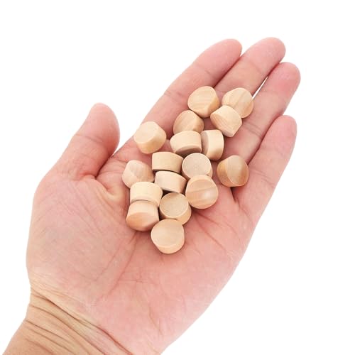 Image of uxcell 36Pcs Wood Button Plugs, 13mm /0.51 inch Flat Head Hardwood Screw Hole Plug Wooden Caps Buttons Wood Plug for Furniture Woodworking Craft Decor (14.5mm x 13mm)