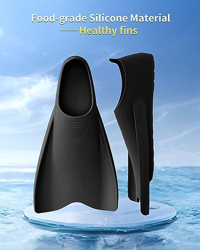 W WSTOO Streamlined Swimming Fins, Training Short Flippers, Silicone Flippers for Kids Adults Men and Women for Snorkeling and Diving