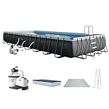 INTEX Ultra XTR 32 ft x 16 ft 52 in Above Ground Pool Set, Rectangular Swimming...