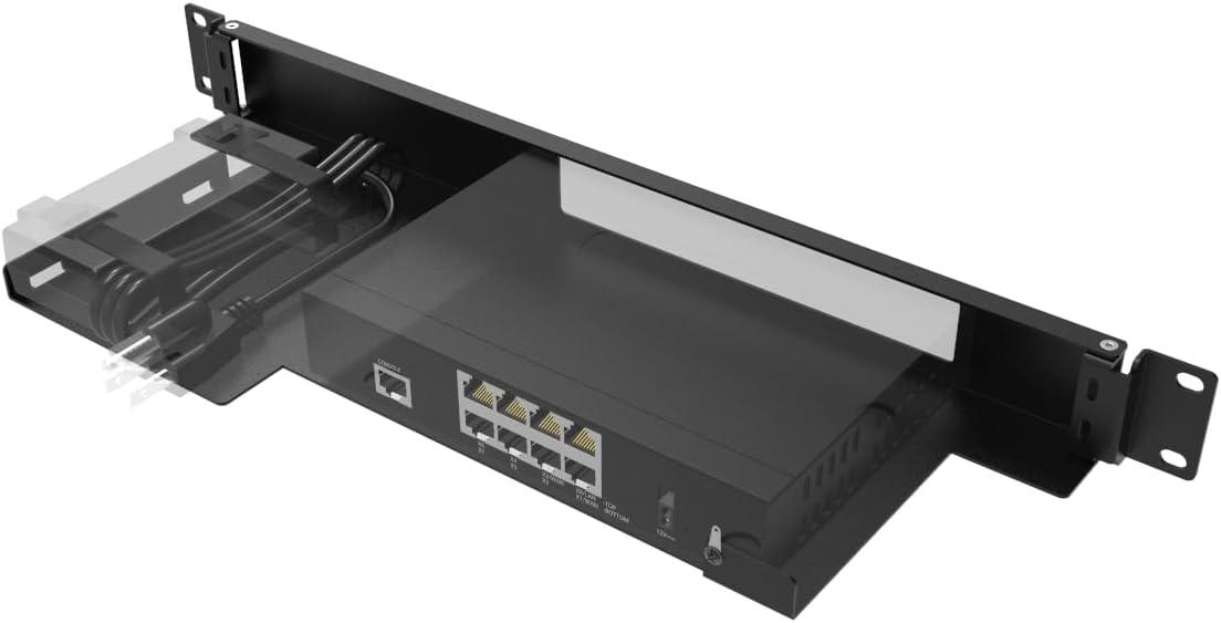 JINGCHENGMEI Mini Rack Mount Kit for SonicWall Firewall TZ270 TZ370 TZ470 1U Hinged Rack Shelf in 19-inch Rack (RM-SON470)