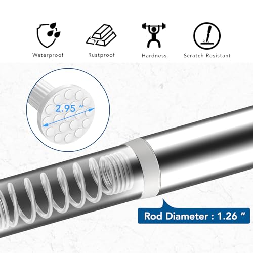 Image of Umimile Tension Curtain Rod, 51-126in Adjustable Spring Shower Curtain Rod