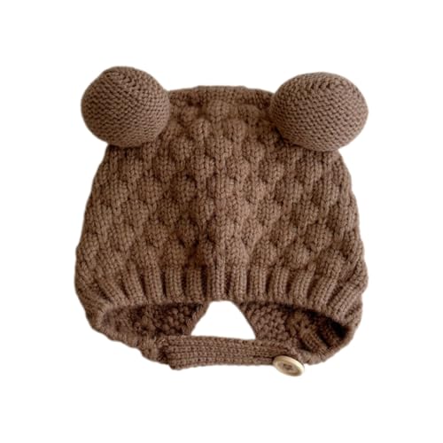 ffgguuiic Baby Earflap Hat Knitting Bonnet, Soft & Breathable Warm Bonnet Caps for 0 to 3 Years Infants Unisex Khaki
