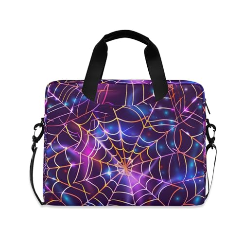 Bolso maletín morado para laptop con araña Halloween