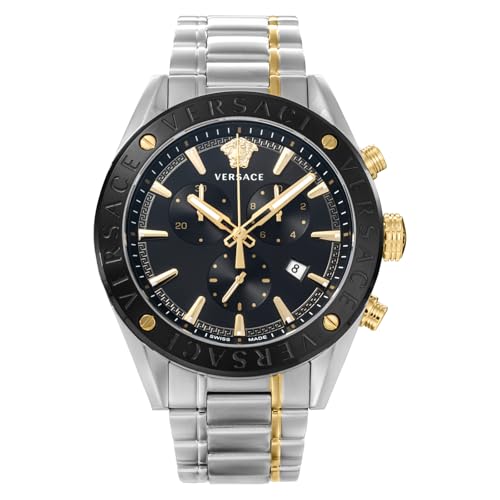 [VERSACE(ヴェルサーチェ)] Ｖクロノ ウォッチ クォーツ 日常生活防水 サファイアガラス ブラック文字盤 VEHB00619 メンズ [並行輸入品]