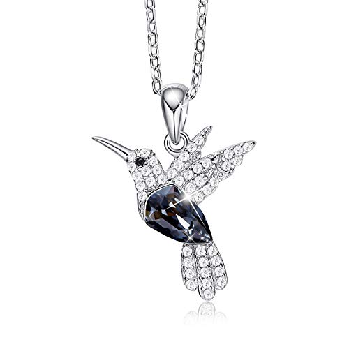 CDE Christmas Gifts Jewelry for Women Pendant Necklace Hummingbird Necklaces S925 Sterling Silver Necklaces for Women Embellished with Crystals Jewelry for Women, Animal Necklace Gifts for Mom Grandma Her Ladies Girls