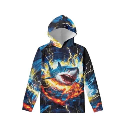 Image of WELLFLYHOM Boys Hooded Sweatshirts Hoodie Pullover Cool Graphic Crewneck Blouses Size 6-16