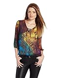 Wrangler Juniors Rock 47 Woven Top All Over Animal Print, Blue/Gold, XX-Large