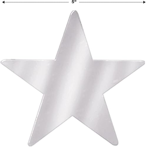 Miniatura 3 de Beistle 72 piezas de recortes de papel de estrella plateada para tablón de anuncios, aula, fiesta de cumpleaños, decoración de pared, 5 pulgadas