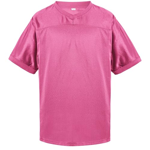 Blank Football Jersey 90s Hip Hop Plain Mesh Sports Shirt Custom Practice Football Jersey Pink S