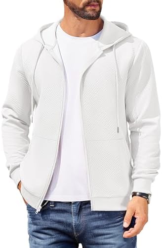 COOFANDY Mens Hooded Sweatshirt Zip Up Casual Knit Hoodies Fashion Drawstring Sweatshirts with Pockets