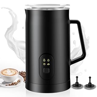 Vexloria Milk Frother Electric 4-in-1, Automatic Milk Steamer 20.4oz/580ml, Silent Operation Hot & Cold Milk Foamer and Large Capacity, for Latte Coffee Chocolate HE2 (Black)
