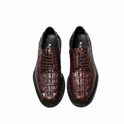 Authentic Exotic Crocodile Skin Men's Casual Brown Dress Shoes Genuine Alligator Leather Male Lace-up Rround Toe Derby Shoes