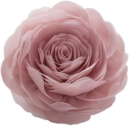 JWH Handmade Throw Pillow Cover Decorative 3D Flower Cushion Cover Aesthetic Round Accent Pillow Case Blush Pillowcase Couch Bedroom Bed Farmhouse Decor 12 Inch Grayish Pink