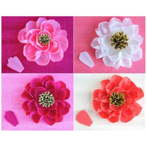 Kits de fabricação de flores de papel crepe, 6 rolos de papel enrugado, 50 peças, fio de ferro flora