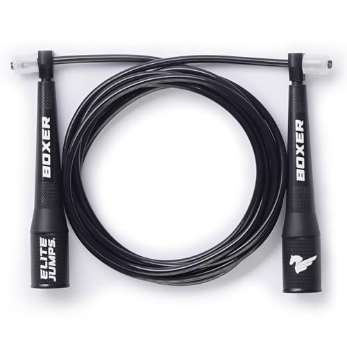 EliteSRS 10 Foot Outdoor Rated 5Mm Pvc, Boxer Jump Rope 3.0 with Smooth Action Polymer Handles and Ergonomic Slip-Resistant Dimpled Grips Black