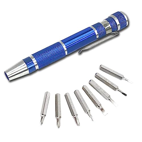 Tc Sportline Ku-20005 8-In-1 Precision Pocket Screwdriver Set, Phillips & Slotted, Multipurpose Aluminum Handle Pen Tool Kit #TOP10