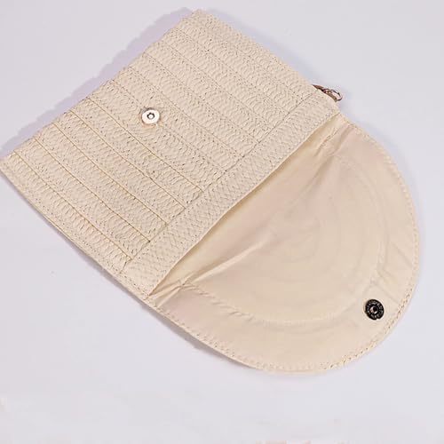 Image of Clutch Purses for Women, Straw Beach Bag, Colorful fur balls and tassels Envelope Package, Bohemian Summer Handbags for Vacation, Travel