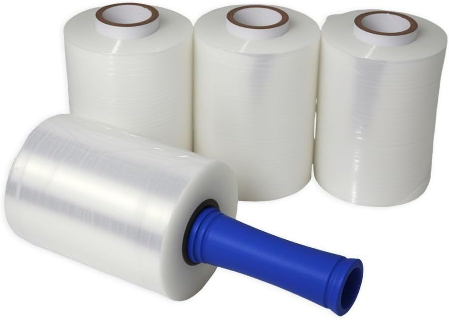 Stretch Film Stretch Wrap 5.11"×1000' Plastic Wrap Roll for Moving Shipping Wrap,Industrial Strength Shrink Packing Wrap Heavy Duty Stretch Film with Handle(4roll)