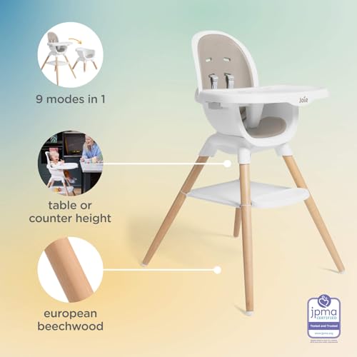 Image of Joie Chai Multi-Mode Highchair - European Beech Wood, Convertible, 9+ Modes, Birth up to 60 lb. (Lola)