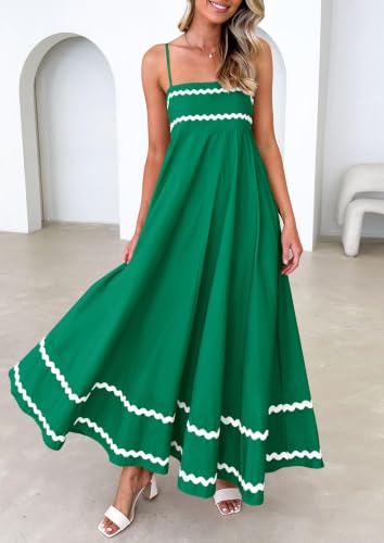 Image of PRETTYGARDEN Women's 2026 Summer Flowy Maxi Dress Casual Sleeveless Spaghetti Strap Ruffle Beach Long Dresses