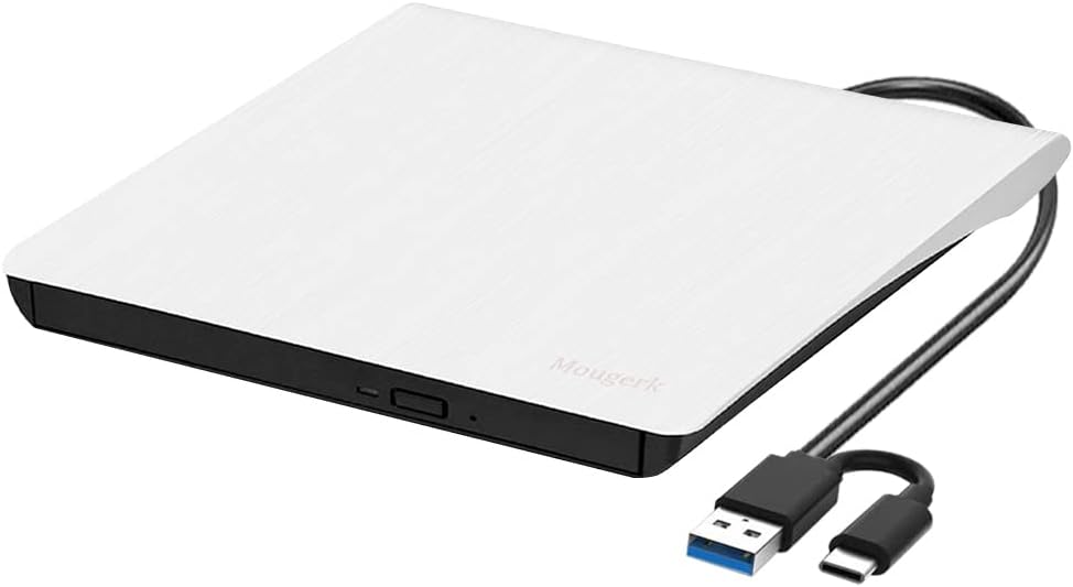 Mougerk External DVD Drive, Portable TypeC USB 3.0 DVD CD